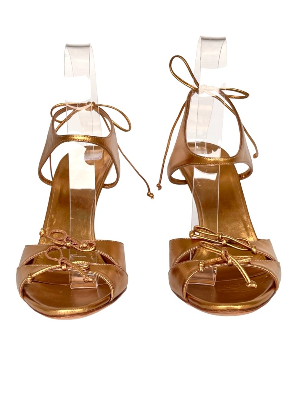 Gucci Tom Ford Era Gold Metallic Strappy Heels Y2K Size 8.5 - Picture 9 of 15